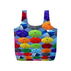 Color Umbrella Blue Sky Red Pink Grey And Green Folding Umbrella Painting Full Print Recycle Bags (s)  by Nexatart