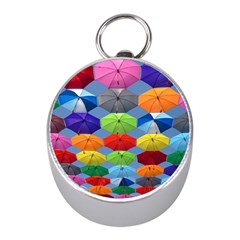 Color Umbrella Blue Sky Red Pink Grey And Green Folding Umbrella Painting Mini Silver Compasses by Nexatart