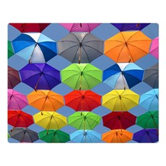 Color Umbrella Blue Sky Red Pink Grey And Green Folding Umbrella Painting Double Sided Flano Blanket (large)  by Nexatart