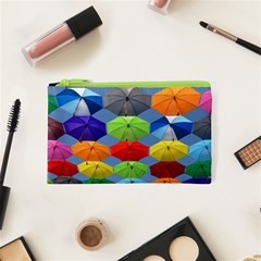 Color Umbrella Blue Sky Red Pink Grey And Green Folding Umbrella Painting Cosmetic Bag (xs) by Nexatart