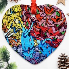 Colorful Graffiti Art Ornament (heart) by Nexatart