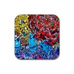 Colorful Graffiti Art Rubber Coaster (Square)  Front