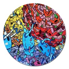 Colorful Graffiti Art Magnet 5  (round) by Nexatart