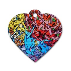 Colorful Graffiti Art Dog Tag Heart (one Side) by Nexatart