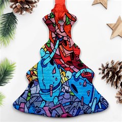 Colorful Graffiti Art Christmas Tree Ornament (two Sides) by Nexatart