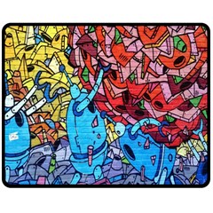 Colorful Graffiti Art Double Sided Fleece Blanket (medium)  by Nexatart