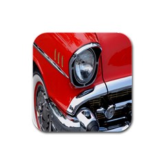 Classic Car Red Automobiles Rubber Square Coaster (4 Pack)  by Nexatart