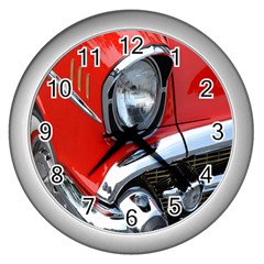 Classic Car Red Automobiles Wall Clocks (silver)  by Nexatart