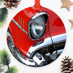 Classic Car Red Automobiles Round Ornament (two Sides)