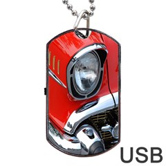 Classic Car Red Automobiles Dog Tag Usb Flash (one Side) by Nexatart