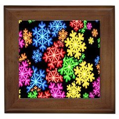 Colourful Snowflake Wallpaper Pattern Framed Tiles by Nexatart