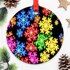 Colourful Snowflake Wallpaper Pattern Ornament (round) by Nexatart