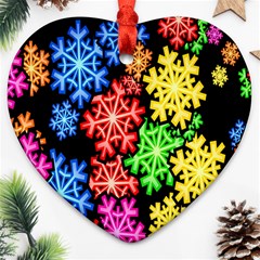 Colourful Snowflake Wallpaper Pattern Ornament (heart) by Nexatart