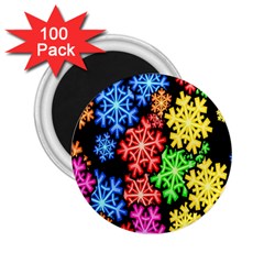 Colourful Snowflake Wallpaper Pattern 2 25  Magnets (100 Pack)  by Nexatart