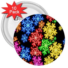 Colourful Snowflake Wallpaper Pattern 3  Buttons (10 Pack)  by Nexatart