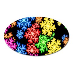 Colourful Snowflake Wallpaper Pattern Oval Magnet by Nexatart