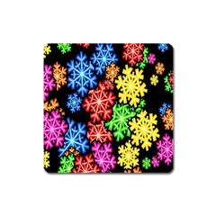 Colourful Snowflake Wallpaper Pattern Square Magnet