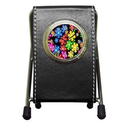 Colourful Snowflake Wallpaper Pattern Pen Holder Desk Clocks by Nexatart