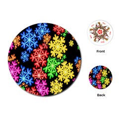 Colourful Snowflake Wallpaper Pattern Playing Cards (round)  by Nexatart