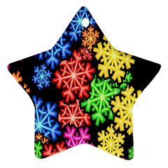 Colourful Snowflake Wallpaper Pattern Star Ornament (two Sides) by Nexatart