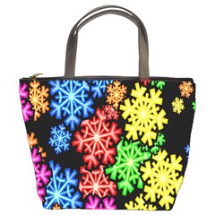 Colourful Snowflake Wallpaper Pattern Bucket Bags