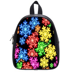 Colourful Snowflake Wallpaper Pattern School Bags (small) 