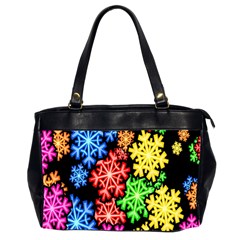 Colourful Snowflake Wallpaper Pattern Office Handbags (2 Sides)  by Nexatart