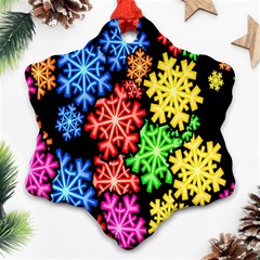 Colourful Snowflake Wallpaper Pattern Snowflake Ornament (two Sides) by Nexatart