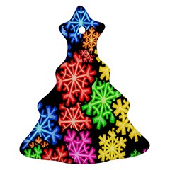 Colourful Snowflake Wallpaper Pattern Christmas Tree Ornament (two Sides) by Nexatart