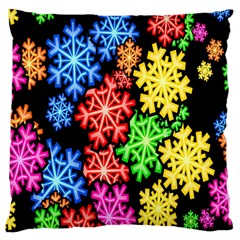 Colourful Snowflake Wallpaper Pattern Large Cushion Case (one Side) by Nexatart