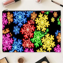 Colourful Snowflake Wallpaper Pattern Cosmetic Bag (xxxl)  by Nexatart