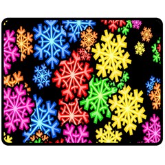 Colourful Snowflake Wallpaper Pattern Double Sided Fleece Blanket (medium)  by Nexatart