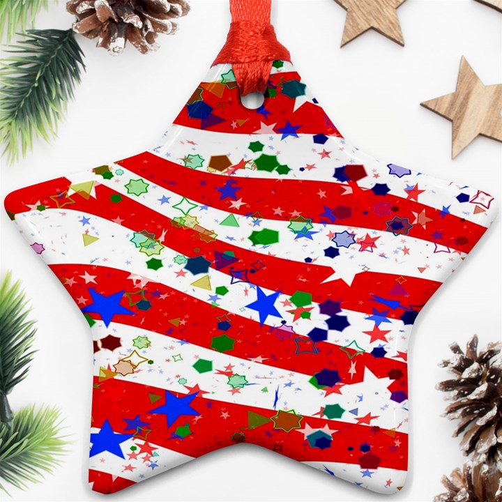 Confetti Star Parade Usa Lines Ornament (Star)