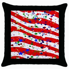 Confetti Star Parade Usa Lines Throw Pillow Case (black) by Nexatart