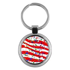 Confetti Star Parade Usa Lines Key Chains (round)  by Nexatart