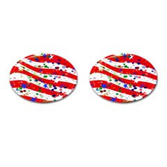 Confetti Star Parade Usa Lines Cufflinks (Oval)