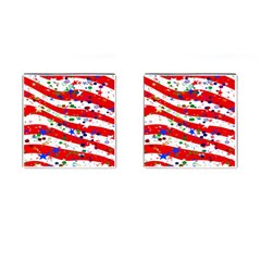 Confetti Star Parade Usa Lines Cufflinks (Square)