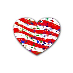 Confetti Star Parade Usa Lines Rubber Coaster (heart)  by Nexatart