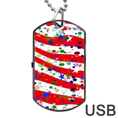 Confetti Star Parade Usa Lines Dog Tag USB Flash (Two Sides)