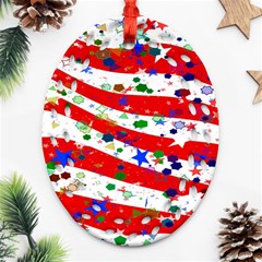 Confetti Star Parade Usa Lines Oval Filigree Ornament (two Sides) by Nexatart