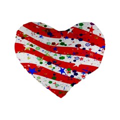 Confetti Star Parade Usa Lines Standard 16  Premium Heart Shape Cushions by Nexatart