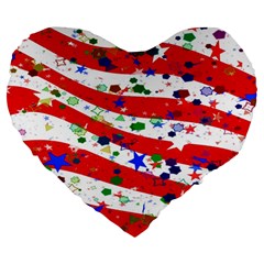 Confetti Star Parade Usa Lines Large 19  Premium Heart Shape Cushions