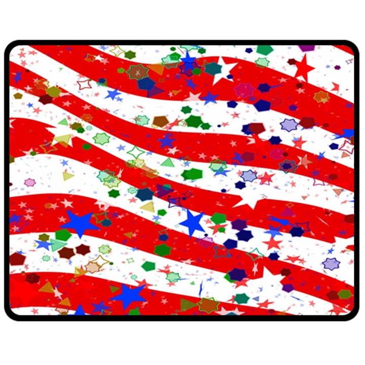 Confetti Star Parade Usa Lines Double Sided Fleece Blanket (Medium) 