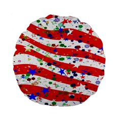 Confetti Star Parade Usa Lines Standard 15  Premium Flano Round Cushions by Nexatart