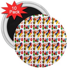 Construction Pattern Background 3  Magnets (10 Pack)  by Nexatart