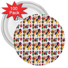 Construction Pattern Background 3  Buttons (100 Pack) 