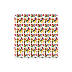 Construction Pattern Background Square Magnet