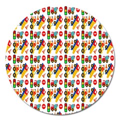 Construction Pattern Background Magnet 5  (round)