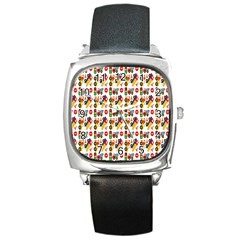 Construction Pattern Background Square Metal Watch by Nexatart