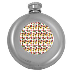 Construction Pattern Background Round Hip Flask (5 Oz) by Nexatart